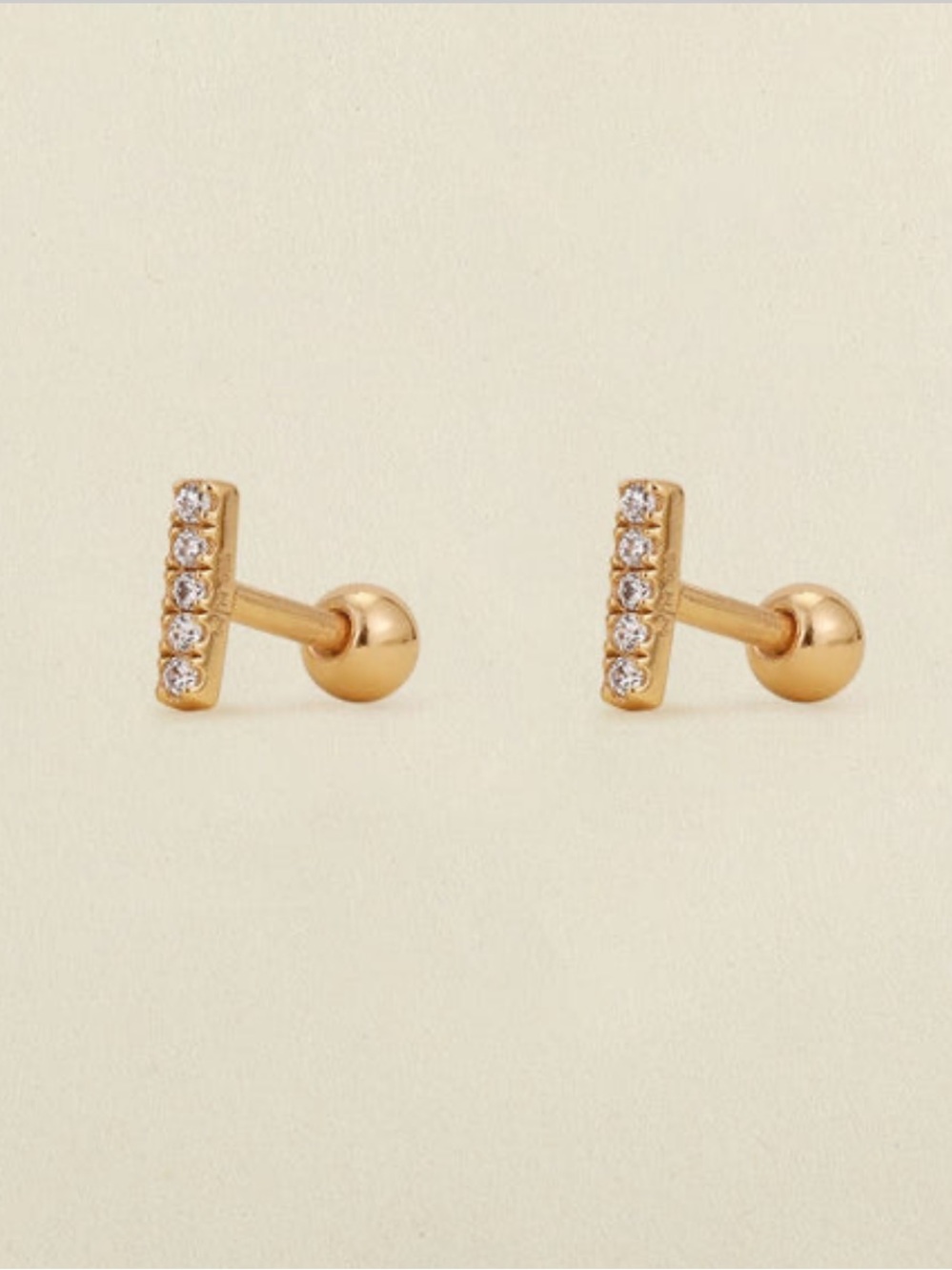 Made by Mary CZ Mini Bar Stud Earrings - Gold